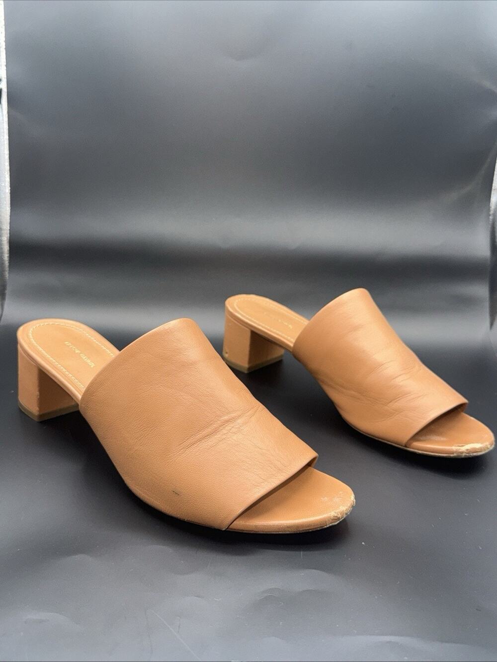 MANSUR GAVRIEL Suede Slides Women’s Sz 9.5 EU 40.5 Tan Block Heel Mule